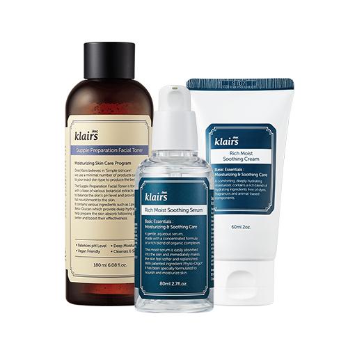 KLAIRS BASIC BEST SET TONER 180ML SERUM 80ML SOOTHING CREAM 60ML | COLOURSWINK