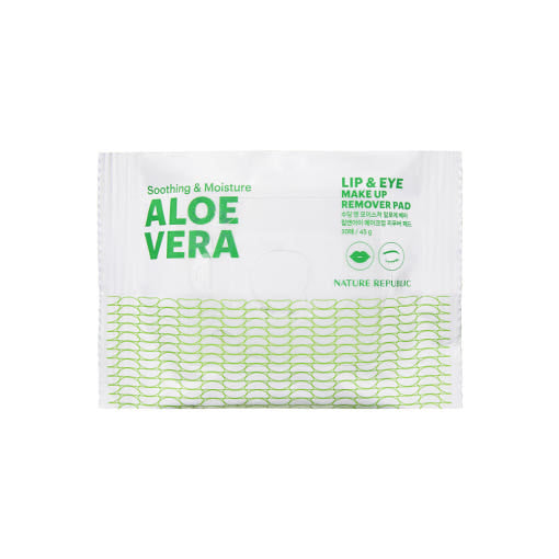 SOOTHING & MOISTURE ALOE VERA LIP & EYE MAKE UP REMOVER PAD 45G/30EA - NATURE REPUBLIC | COLOURSWINK